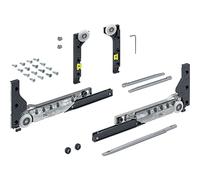 HETTICH 9156338 Slide Line M Kit complet de ferrures de porte coulissante amortissantes pour 1 porte coulissante, charge maximale 30 kg, argent