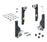 HETTICH 9156339 Slide-Line M Lot de 16 ferrures de porte coulissante non amorties pour 1 porte coulissante Charge maximale 30 kg Argenté