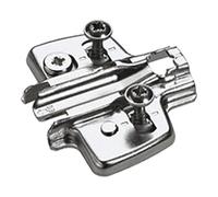 Hettich Plaque de montage en croix Hettich avec réglage direct de la hauteur, nickelée, rangée de trous 37 x 32 mm, avec manchons à expansion (pour perçage ø 5 x 12 mm), distance 0,0 mm Quantité:50