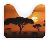 HETVBNS Tapis de toilette absorbant en forme de U - Tapis de bain antidérapant et lavable - Motif coucher de soleil - Savane africaine