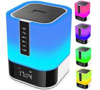 Hetyre Veilleuse Bluetooth 5 en 1, contrôle tactile, lampe de chevet à intensité variable, réveil pour chambre à coucher, meilleure idée de cadeau d'anniversaire pour adolescents/garçons de 10, 11,