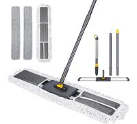 HEVOL Lave-sol 90cm de large avec manche inox & tête rotative + 3 serpillières