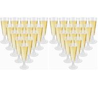 Hevysuo 50 Pièces Flûte Coupe Champagne Plastique and Base,150ml Reutilisable Transparent Champagne pour Mariage Anniversaires Camping Fêtes Festives (Lot de 2)