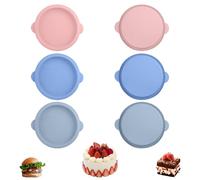 Hevysuo 6 Pièces Moule Oeuf Air Fryer,Moule à en Silicone 10cm Pour Oeufs de Petit-Déjeuner,Sandwichs,Cupcakes,Muffins,Rose/Gris/Bleu Moules à Cake Ronds