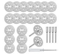 Hevysuo Lot de 20 Disque Diamant Perforé,Disque de Coupe Diamant 22mm Avec 4 Mandrins et 1 Tournevis cruciforme,Disque Diamant Meuleuse pour Bois,Métal,Pierre,Verre