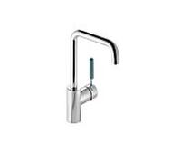 Hewi AQ mitigeur lavabo AQ1.12M1064055 Poignée bleu aqua, tube rond, saillie 187mm, chromée