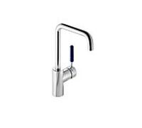 Hewi AQ mitigeur lavabo AQ1.12M1064050 Poignée bleu acier, tube rond, saillie 187mm, chromée