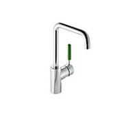 Hewi AQ mitigeur lavabo AQ1.12M1064072 Poignée verte May, tube rond, saillie 187mm, chromée