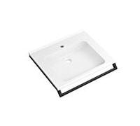 Hewi lavabo en fonte minérale 950.19.070SC 65x58cm, avec poignée 65cm, blanc , gris foncé perle mica mat profond