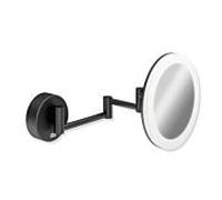 Hewi miroir cosmétique LED 950.01.26001 d= 200mm, 5x, beleuchtet , revêtement noir mat