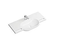 Hewi set de lavabo en fonte minérale 950.19.013 avec électronique mitigeur lavabo AQ1.12S20040, avec trou pour robinetterie, sans trop-plein, blanc