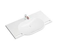 Hewi set de lavabo en fonte minérale 950.19.01955 100x55cm, avec mitigeur lavabo , bleu aqua