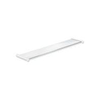 Hewi System 162 étagère 162.03.11560DX 600 x 122 mm, Halter acier inoxydable thermolaqué blanc mat profond, plaque de verre
