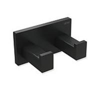 Hewi System 900 Q crochet double 900Q90.00260DC revêtement en poudre noir mat profond, en acier inoxydable, 75x40x44mm
