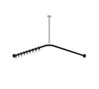 Hewi System 900 tringle à rideaux 900.34.10060DC 787 x 787 mm, 16 anneaux de rideau, acier inoxydable thermolaqué noir profond mat