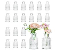 Hewory Lot de 20 mini vases en verre pour fleurs - 7,2 cm H x 4,2 cm - Vase vintage pour décoration de table de mariage