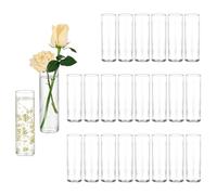 Hewory Petit Vase en Verre pour Fleurs - 24 Vase Transparent Verre pour Decoration Mariage - 15cm de Haut Vases Cylindrique Transparent pour Centre de Table Decoration Interieur