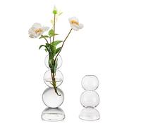 Hewory Vase decoratif en verre transparent - Vase fleurs rond en forme de donut - Decoration d'interieur pour salon, chambre coucher