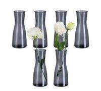 Hewory Vase en Verre Vase Fleur: 6 Vase Gris Petit Vase Decoratif Design pour Decoration Mariage, Vase Verre Soliflore en Verre Vase pour Une Rose Centre de Table Anniversaire Maison