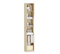 HEXCELEN Bibliothèque, Étagère à 6 Niveaux, 28 x 30 x 181 cm, Beige Chêne | Bibliothèque Étroite, Etagère Cube, Meuble de Rangement Livres, , pour Bureau, Salon, Chambre