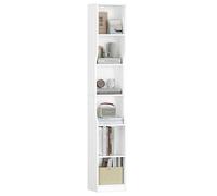 HEXCELEN Bibliothèque, Étagère à 6 Niveaux, 28 x 30 x 181 cm, Blanc | Bibliothèque Étroite, Etagère Cube, Meuble de Rangement Livres, , pour Bureau, Salon, Chambre