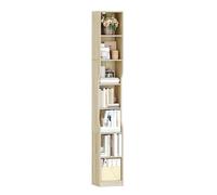 HEXCELEN Bibliothèque, Étagère à 7 Niveaux, 28 x 30 x 208,1 cm, Beige Chêne | Bibliothèque Étroite, Etagère Cube, Meuble de Rangement Livres, pour Bureau, Salon, Chambre