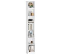 HEXCELEN Bibliothèque, Étagère à 7 Niveaux, 28 x 30 x 208,1 cm, Blanc | Bibliothèque Étroite, Etagère Cube, Meuble de Rangement Livres, pour Bureau, Salon, Chambre