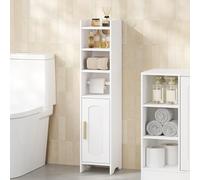 HEXCELEN Meuble de Salle de Bain, Support Papier Toilette, Meuble de Rangement avec Porte, Armoire de Salle de Bain Étroite, Armoire d’Angle avec Etagères Réglables, Moderne, 20 × 20 × 90 cm, Blanc