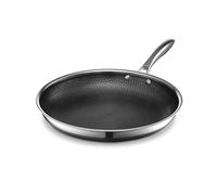HexClad Poêle à frire hybride en acier inoxydable de 30,5 cm avec poignée Restez Cool - Sans PFOA, passe au lave-vaisselle et au four, antiadhésive, fonctionne avec la table de cuisson à induction
