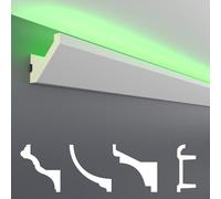 HEXIM LED Stuckleiste Sparpaket - Eclairage indirect avec moulures de plafond en PU, légères et opaques- (2m LED-14) Accessoires pour moulures murales