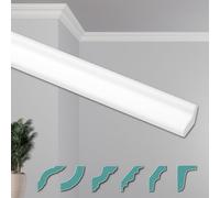 HEXIMO Corniches de Plafond Modernes en Polystyrène XPS Blanc, 2 Mètres Moulures en Polystyrène Moulures Décoratives Angles (40 mètres ZG5)