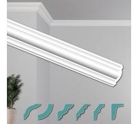 HEXIMO Corniches de Plafond Modernes en Polystyrène XPS Blanc, 2 Mètres Moulures en Polystyrène Moulures Décoratives Angles (50 mètres ZG25)