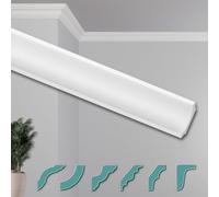 HEXIMO Corniches de Plafond Modernes en Polystyrène XPS Blanc, 2 Mètres Moulures en Polystyrène Moulures Décoratives Angles (2 mètres ZG9)