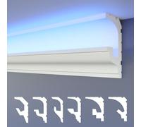 HEXIMO LED moulures 2en1, éclairage indirect moulures de plafond XPS moulures murales en polystyrène profilé de plafond (1,7 mètres HLED 18)