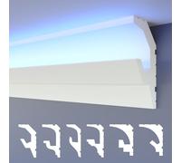 HEXIMO moulures LED 2en1, éclairage indirect moulures de plafond XPS-styrofoam bande de revêtement mur-plafond (1,7 mètres HLED 19)