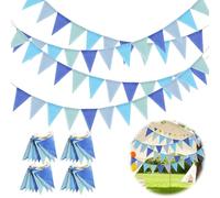 Hexizexi 48 Pièces Guirlande Fanion Bleu 16M Fanion pour Anniversaire Mariage Fête Décoration de Jardin