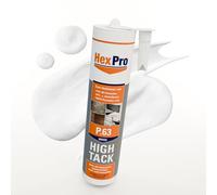 HexPro P63 colle de montage extra forte, intérieur & extérieur colle universelle high tack colle MS-polymère (1 cartouche P63) super colle pierre naturelle colle PVC coller