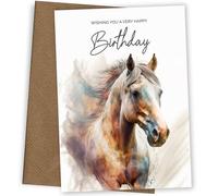 Hey Chimp Carte d'anniversaire cheval majestueux pour femmes et filles de tous âges ! Carte d'anniversaire pour maman, fille, épouse du 16e au 60e anniversaire, cheval marron, carte d'anniversaire