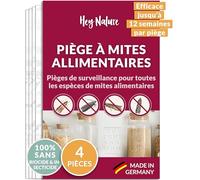 Hey Nature® Piège à Mites Alimentaires, 4 pièces, Piège Anti Mites Alimentaires sans Insecticide, Effet d'attraction Maximal pour détecter l'infestation, Piège de Surveillance Anti mite Alimentaire
