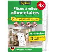 Hey Nature Pièges Anti-Mites Alimentaires, 4 Pièces, sans Insecticide | Effet d’attraction maximal pour détecter l’infestation, pièges de surveillance contre les mites alimentaires