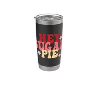 Hey Sugar Pie Typographie rétro Motif cœurs et étoiles Gobelet isotherme en acier inoxydable double paroi