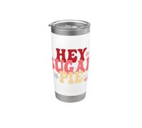 Hey Sugar Pie Typographie rétro Motif cœurs et étoiles Gobelet isotherme en acier inoxydable double paroi