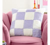 Heya Home Cozee Coussin Garni de Plumes en Fausse Fourrure à Carreaux