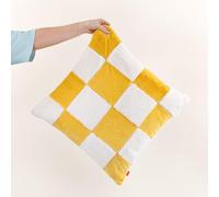 Heya Home Cozee Coussin Garni de Plumes en Fausse Fourrure à Carreaux