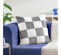 Heya Home Cozee Coussin rembourré en Fausse Fourrure à Carreaux