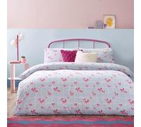 Heya Home Ensemble de Couette Imprimé Noeuds Vichy - Bleu - Super King