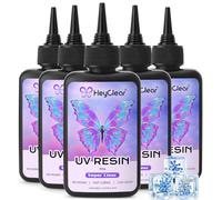 HeyClear 500g Résine UV Transparente pour Bijoux, Resine Epoxy UV Colle Pré-mélangée et Durcissement Rapide, Pour la Fabrication de Pendentifs, Créations DIY et Revêtement
