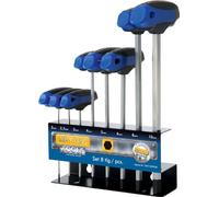 Heytec 50813380080 Tournevis hexagonaux, Argent/noir/bleu, Set de 8 Pièces