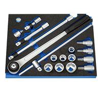 Heytec 50829005300 Douille, Noir/argent, 3/4", Set de 17 Pièces