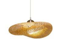 HEYUN Lustre De Tissage Vintage Bambou Naturel Luminaire Suspendu Main En Bambou En Osier De Rotin Lampe Suspension Réglable E27 Restaurant Tea Room Chambre Salon Café Bamboo Lampes(Taille:50cm)